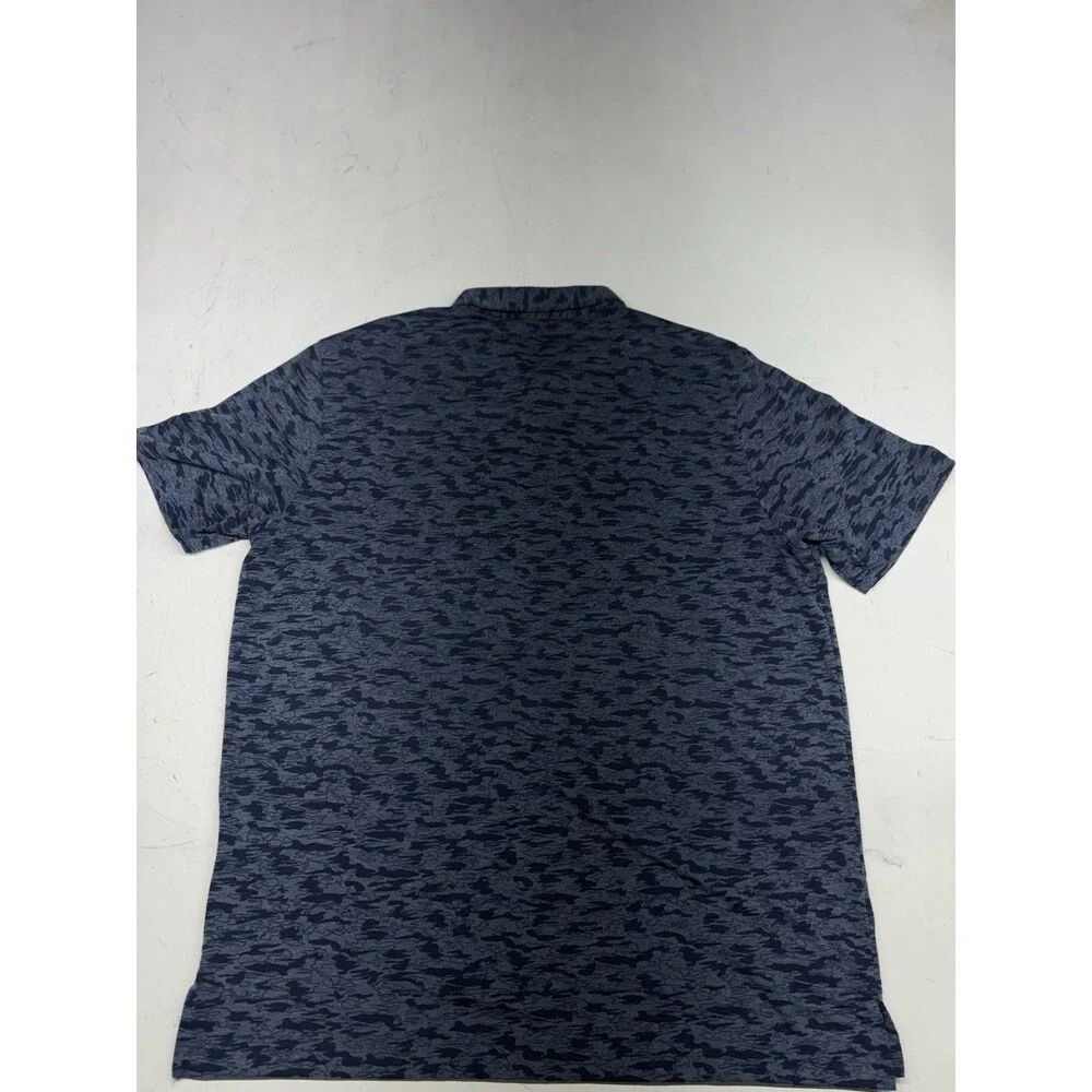 Adidas Polo Shirt Mens L PGA WEST California Blue Camo Print Golf Stretch Tech